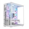 PC pilna torņa korpuss MODECOM Volcano SPACE XL ARGB FULL TOWER 5F Balts — ATX, rūdīts stikls, ARGB, USB-C