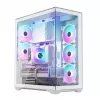 PC pilna torņa korpuss MODECOM Volcano SPACE XL ARGB FULL TOWER 5F Balts — ATX, rūdīts stikls, ARGB, USB-C