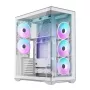 PC pilna torņa korpuss MODECOM Volcano SPACE XL ARGB FULL TOWER 5F Balts — ATX, rūdīts stikls, ARGB, USB-C