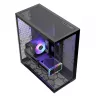 Pilna torņa PC korpuss MODECOM Volcano SPACE XL NF — melns, rūdīts stikls, ARGB, atbalsta micro-ATX, līdz 44 cm GPU, 3×3,5 collu/4×2,5 collu nodalījumi, USB-A 2×, USB-C 1×