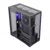 Pilna torņa PC korpuss MODECOM Volcano SPACE XL NF — melns, rūdīts stikls, ARGB, atbalsta micro-ATX, līdz 44 cm GPU, 3×3,5 collu/4×2,5 collu nodalījumi, USB-A 2×, USB-C 1×