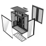 Pilna torņa PC korpuss MODECOM Volcano SPACE XL NF — melns, rūdīts stikls, ARGB, atbalsta micro-ATX, līdz 44 cm GPU, 3×3,5 collu/4×2,5 collu nodalījumi, USB-A 2×, USB-C 1×