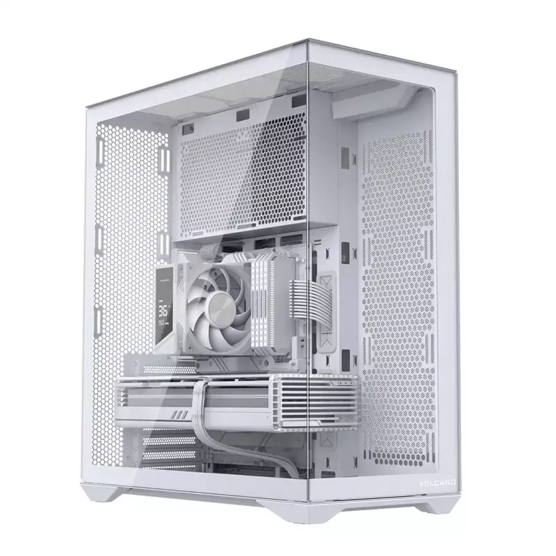 Pilna torņa datora korpuss MODECOM Volcano SPACE XL FULL TOWER NF balts — ARGB, rūdīts stikls, 8 paplašināšanas sloti, līdz 440 mm GPU
