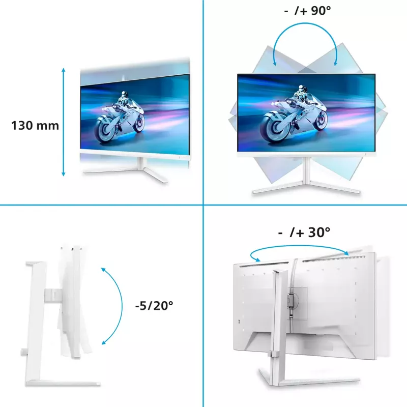 Philips Evnia 6000 27M2N6501L/00 datora monitors 67,3 cm (26,5 collu) 2560 x 1440 pikseļi Quad HD QD-OLED Balts