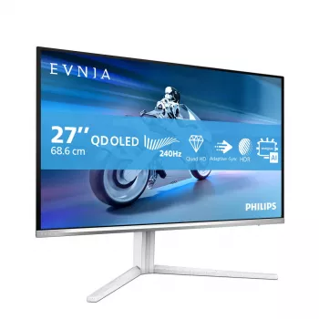 Philips Evnia 6000 27M2N6501L/00 datora monitors 67,3 cm (26,5 collu) 2560 x 1440 pikseļi Quad HD QD-OLED Balts