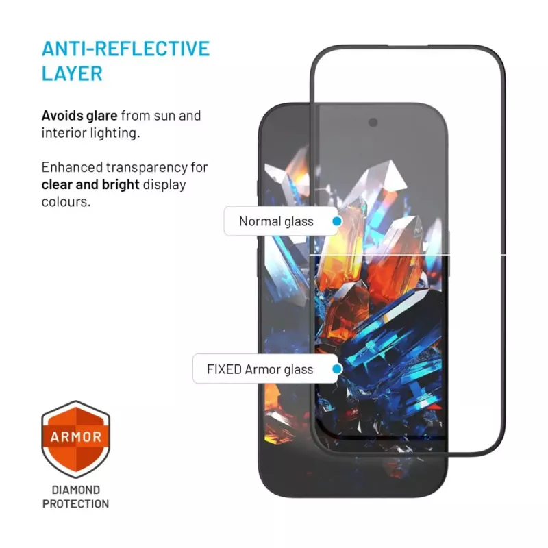 Ekrāna aizsargs FIXED Apple iPhone 17 Pro — rūdīts stikls, melns, Armor ar pretsputekļu aplikatoru un AR slāni