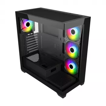 FSP M340-BA korpuss Midi Tower mITX, mATX, ATX melns ARGB, Midi Tower, PC, melns, ATX, micro ATX, Mini-ITX, stikls, SPCC, 17 cm