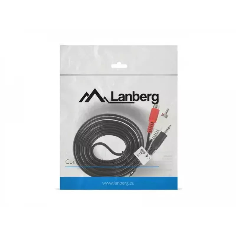Audio kabelis Lanberg CA-MJRC-10CC-0020-BK 3.5mm RCA 2 m melns sarkans balts