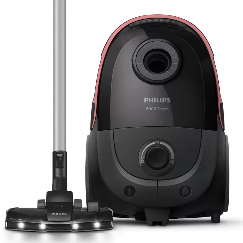 Cilindra putekļsūcējs Philips XD6142/12 — 900 W, 4 L putekļu maiss, HEPA filtrs, melns