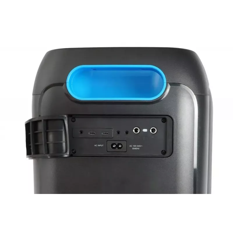 Skaļruņu sistēma BLAUPUNKT PB60X — 120W RMS, Bluetooth A2DP, FM, LED displejs, 7000mAh baterija, 18h, AUX, tālvadības pults, 568×322×321 mm