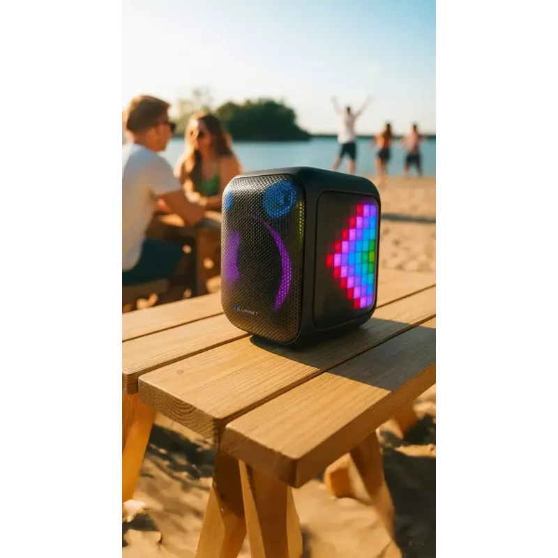 Iekštelpu/āra skaļruņu sistēma BLAUPUNKT PB6LED — 40 W RMS, Bluetooth, FM, MicroSD, LED displejs, 4500 mAh baterija