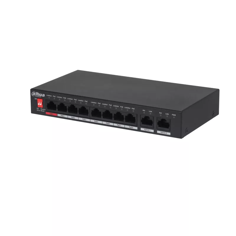 Dahua Technology PoE PFS3010-8ET-96-V2 tīkla komutators Nevadāms Gigabit Ethernet (10/100/1000) Power over Ethernet (PoE) Melns