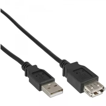 USB 2.0 pagarinātāja kabelis A tips vīr./siev. InLine 34605B melns 5m