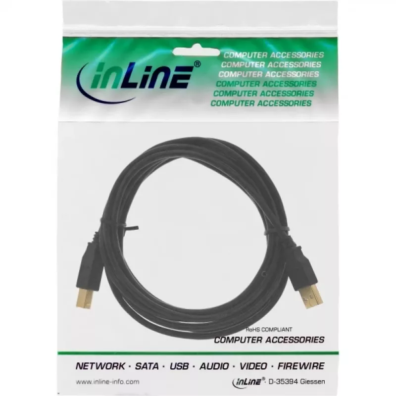 USB 2.0 pagarinātāja kabelis A tips vīr./siev. InLine 34605B melns 5m