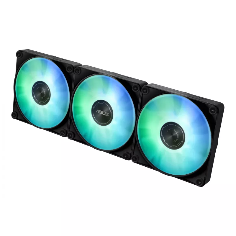 Universāls šķidruma dzesētājs ASUS MAX GAMING LC 360 ARGB LCD — 360 mm radiators, 120 mm ventilatori, atbalsta AM4/AM5/LGA1700, melns