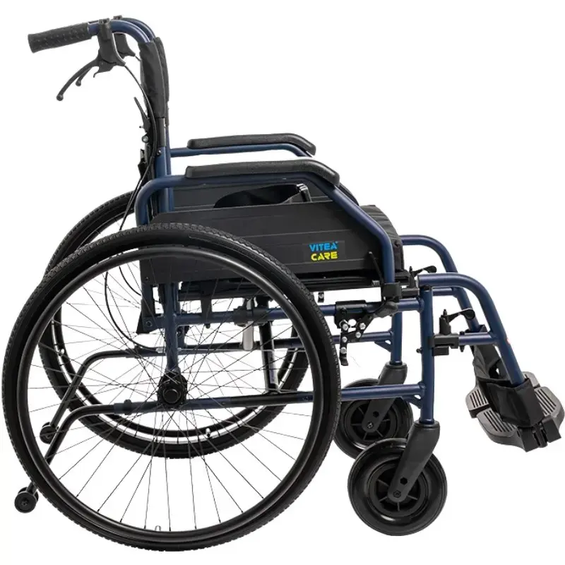 Ratiņkrēsls MDH NAVY1 viegls alumīnija, sēdeklis 43×42 cm, maksimālā slodze 120 kg, salokāms, 14,4 kg