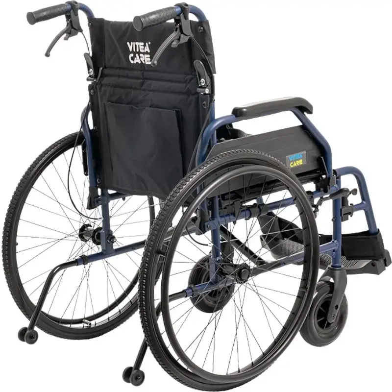 Ratiņkrēsls MDH NAVY1 viegls alumīnija, sēdeklis 43×42 cm, maksimālā slodze 120 kg, salokāms, 14,4 kg