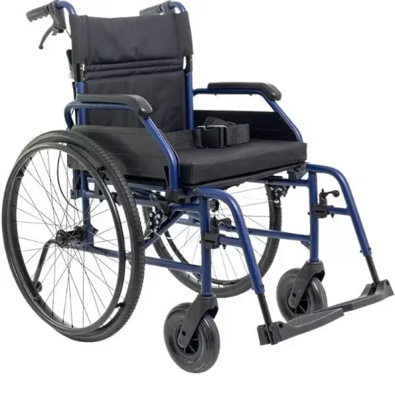 Viegls sakausējuma ratiņkrēsls MDH NAVY1 — alumīnija rāmis, sēdeklis 46×42 cm, maksimālais lietotāja svars 120 kg, salokāms, 14,7 kg