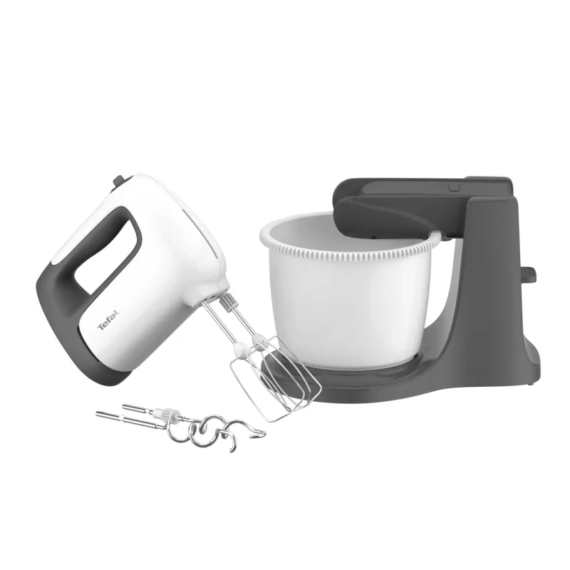 Tefal PrepMix+ HT464138 rokas mikseris ar statīva bļodu 500 W pelēks/balts