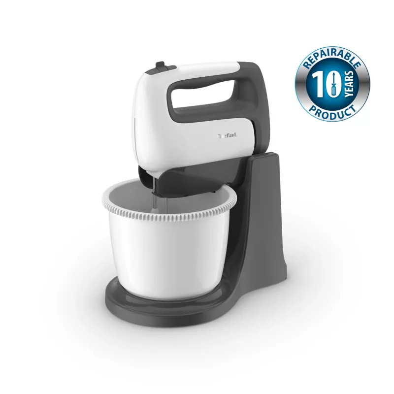 Tefal PrepMix+ HT464138 rokas mikseris ar statīva bļodu 500 W pelēks/balts