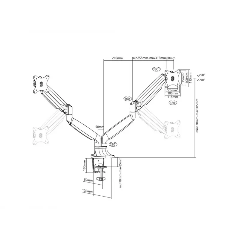 Multibrackets M Deskmount Gas Spring Dual Melns