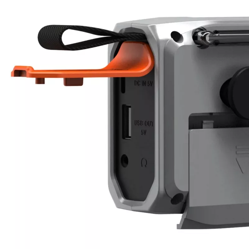 Pārnēsājams uzvelkamais radio Marmitek RESQ 100 — DAB/DAB+/FM, 3 W, LCD, USB‑C, 3,5 mm ligzda, gaiši pelēks