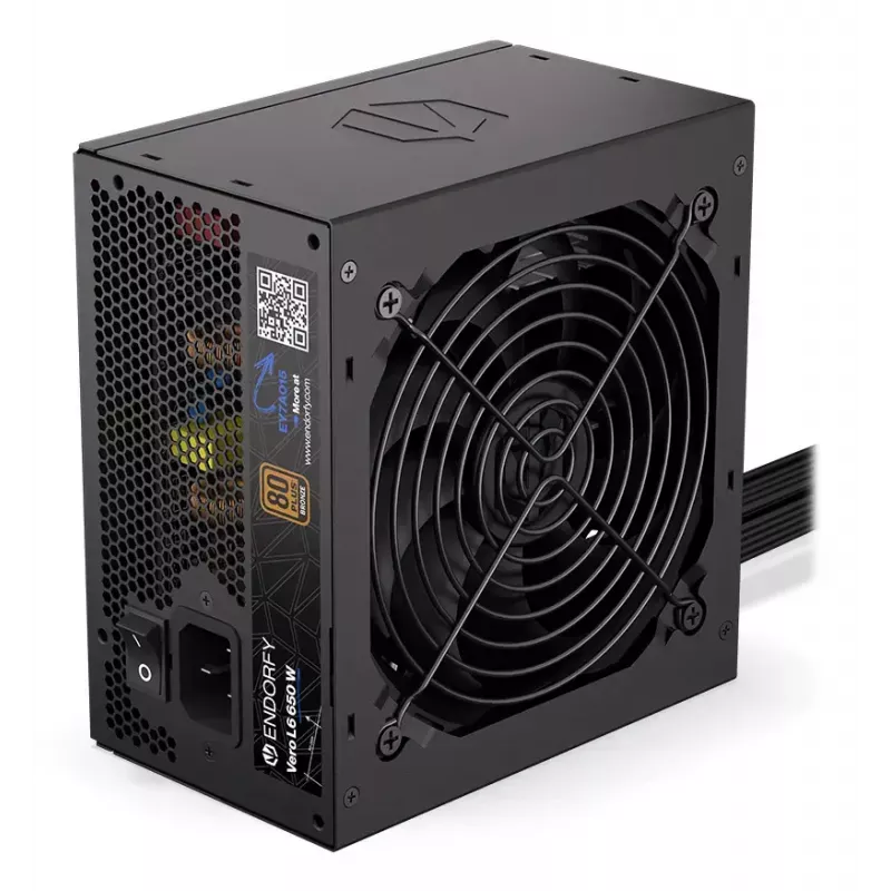 Barošanas bloks ENDORFY Vero L6 650 W ATX 24-pin, 80 PLUS Bronze, 120 mm ventilators, melns