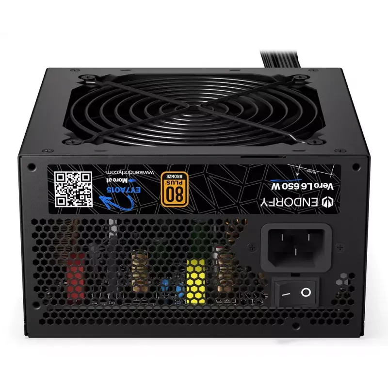 Barošanas bloks ENDORFY Vero L6 650 W ATX 24-pin, 80 PLUS Bronze, 120 mm ventilators, melns