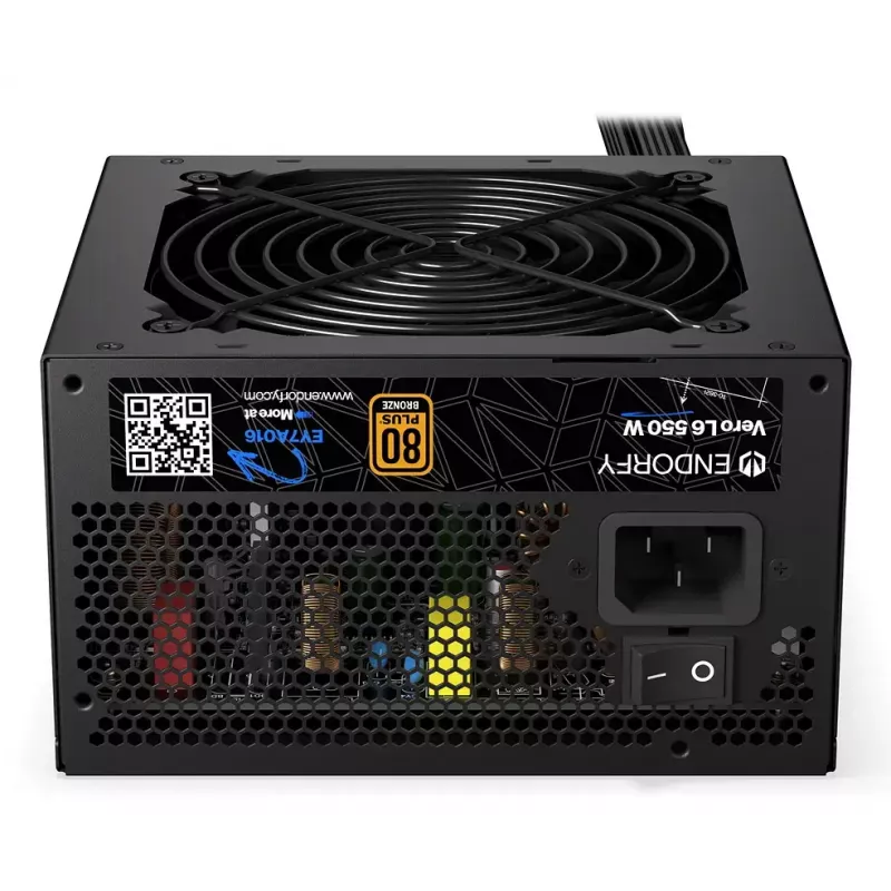 Barošanas bloks ENDORFY Vero L6 550 W ATX 24-pin 80 PLUS Bronze, 120 mm ventilators, melns