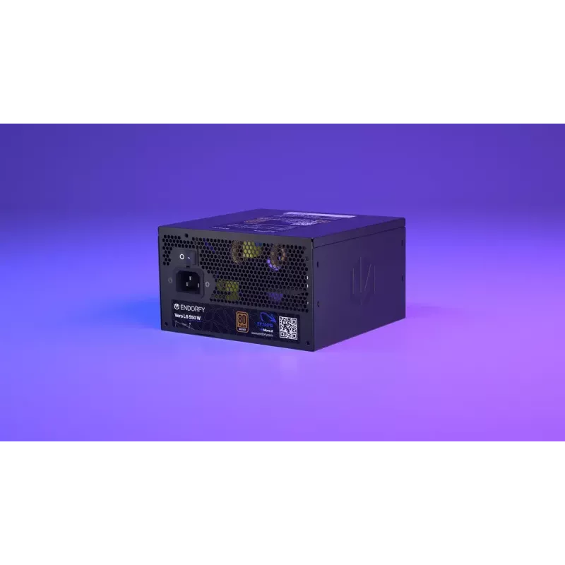 Barošanas bloks ENDORFY Vero L6 550 W ATX 24-pin 80 PLUS Bronze, 120 mm ventilators, melns