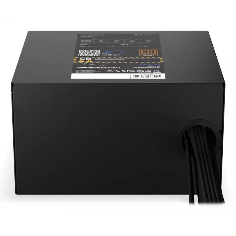 Barošanas bloks ENDORFY Vero L6 550 W ATX 24-pin 80 PLUS Bronze, 120 mm ventilators, melns