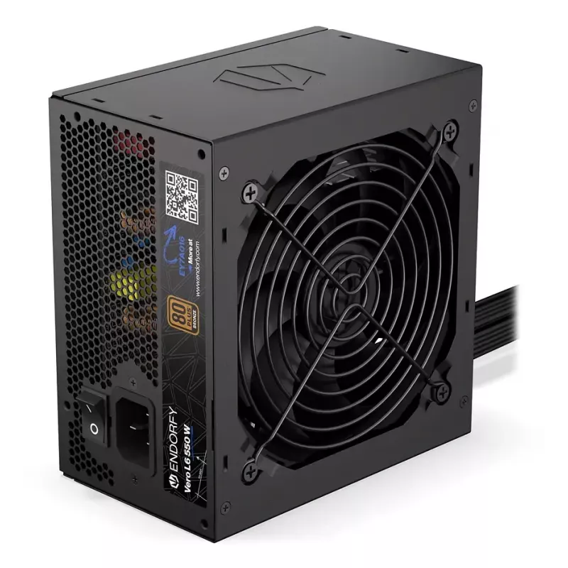 Barošanas bloks ENDORFY Vero L6 550 W ATX 24-pin 80 PLUS Bronze, 120 mm ventilators, melns