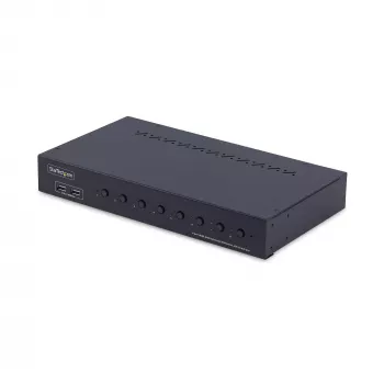 StarTech.com 8 portu HDMI KVM slēdzis ar 1U montāžas komplektu statīvā, 4K 60Hz HDMI 2.0, pārslēgšana ar spiedpogām un karstajiem taustiņiem, 4 portu USB centrmezgls, neatkarīgs no OS, atbilst TAA