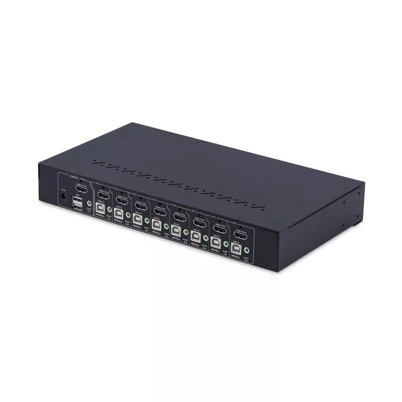 StarTech.com 8 portu HDMI KVM slēdzis ar 1U montāžas komplektu statīvā, 4K 60Hz HDMI 2.0, pārslēgšana ar spiedpogām un karstajiem taustiņiem, 4 portu USB centrmezgls, neatkarīgs no OS, atbilst TAA