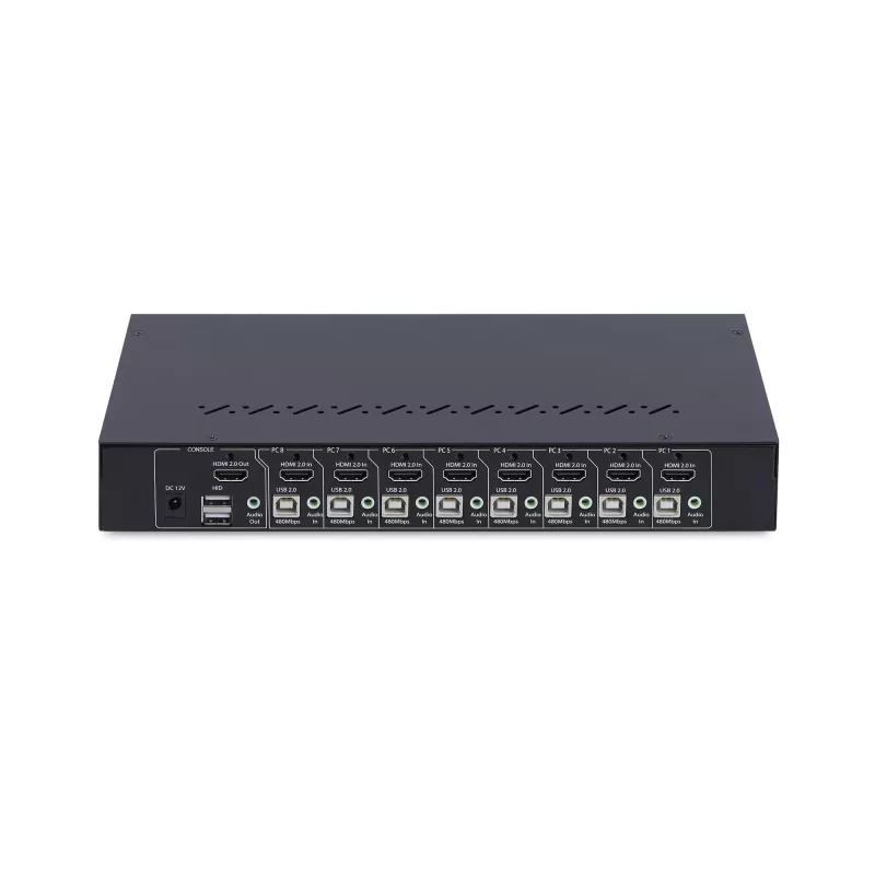 StarTech.com 8 portu HDMI KVM slēdzis ar 1U montāžas komplektu statīvā, 4K 60Hz HDMI 2.0, pārslēgšana ar spiedpogām un karstajiem taustiņiem, 4 portu USB centrmezgls, neatkarīgs no OS, atbilst TAA