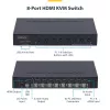 StarTech.com 8 portu HDMI KVM slēdzis ar 1U montāžas komplektu statīvā, 4K 60Hz HDMI 2.0, pārslēgšana ar spiedpogām un karstajiem taustiņiem, 4 portu USB centrmezgls, neatkarīgs no OS, atbilst TAA