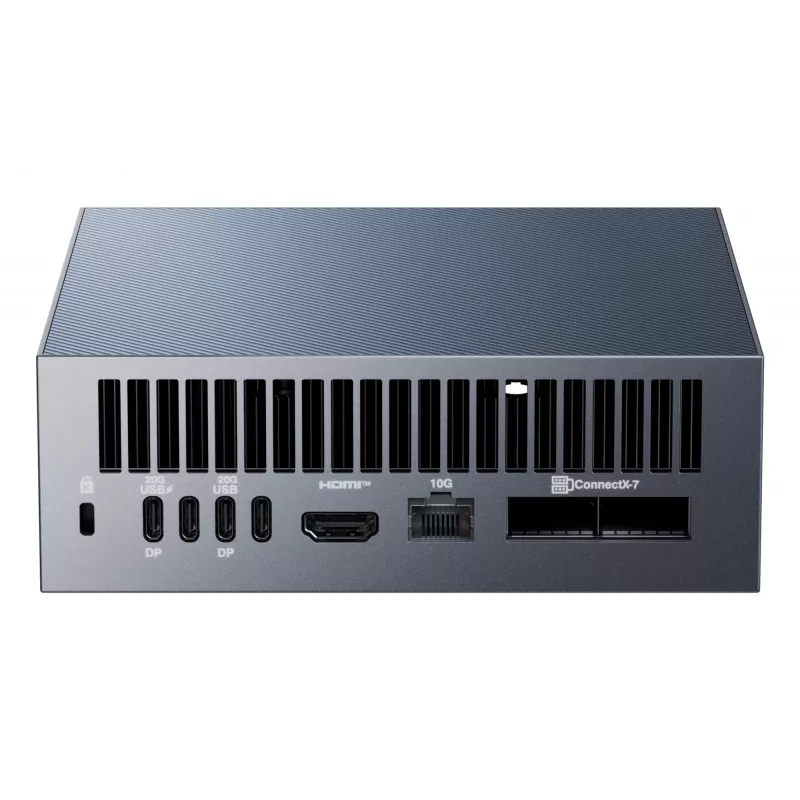 Mini dators ASUS Ascent GX10 GX10-GG0026BN — GB10 CPU, 128 GB LPDDR5x, 2 TB SSD, NVIDIA Melnswell, 240 W, Pelēks