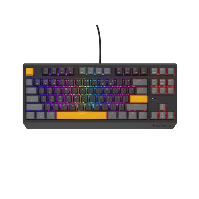 GENESIS Thor 230 TKL tastatūra Spēļu USB + RF bezvadu + Bluetooth QWERTY Melna, Pelēka, Oranža