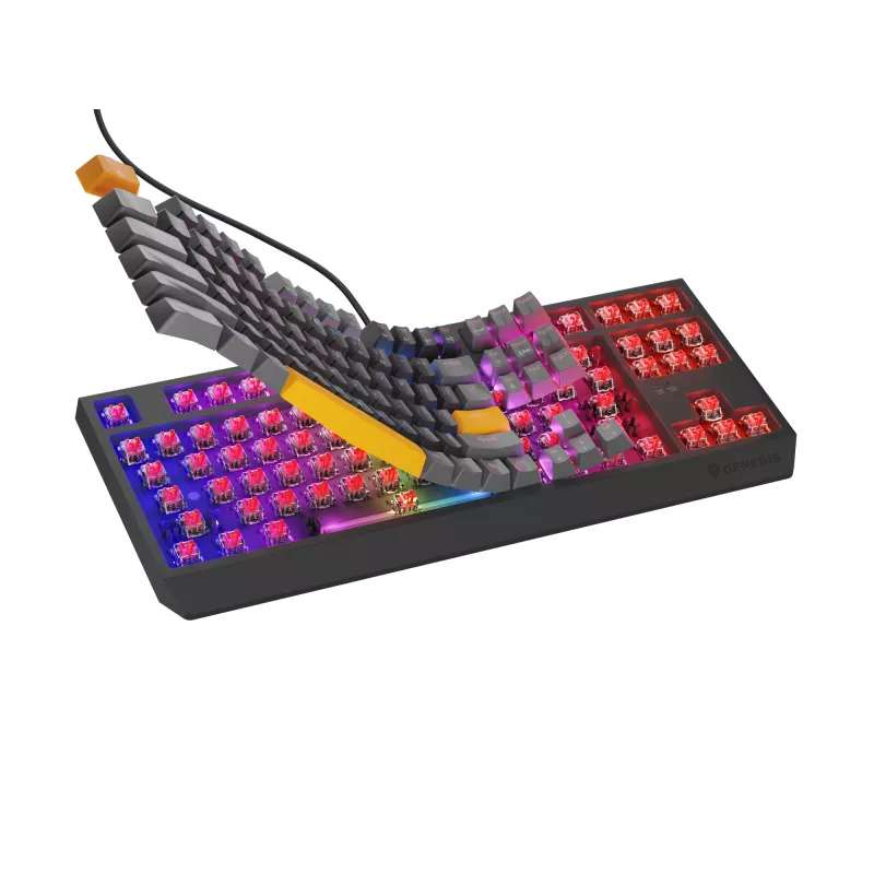 GENESIS Thor 230 TKL tastatūra Spēļu USB + RF bezvadu + Bluetooth QWERTY Melna, Pelēka, Oranža