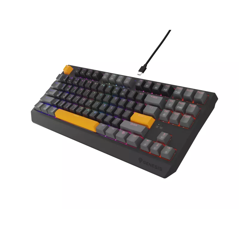 GENESIS Thor 230 TKL tastatūra Spēļu USB + RF bezvadu + Bluetooth QWERTY Melna, Pelēka, Oranža