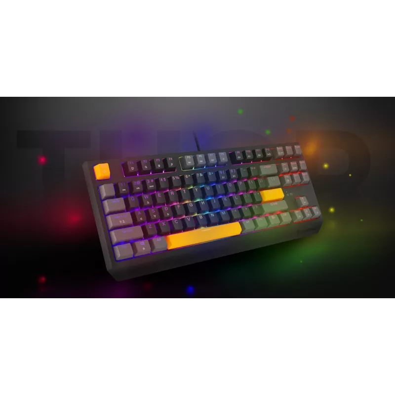 GENESIS Thor 230 TKL tastatūra Spēļu USB + RF bezvadu + Bluetooth QWERTY Melna, Pelēka, Oranža