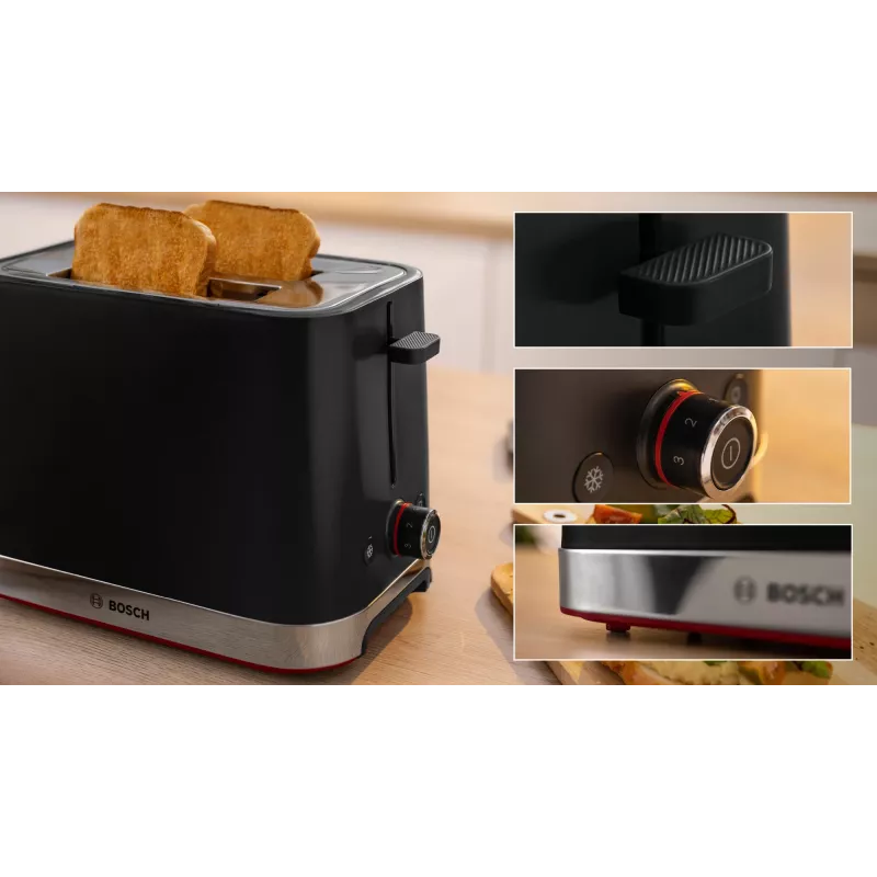 Bosch TAT4M223 tosteris 4 2 šķēles 950 W Melns, Nerūsējošais tērauds