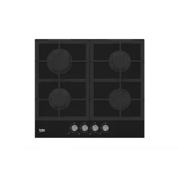 Beko HILG 642C5 SB melna iebūvējama 60 cm gāzes plīts virsma ar 4 zonām