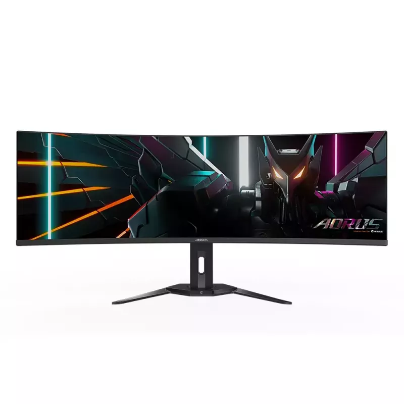 Monitors GIGABYTE 49 collu OLED CO49DQ DQHD 5120×1440 144 Hz, HDR, FreeSync, 10 bitu, 2×HDMI 2.1, USB-C, VESA 100×100