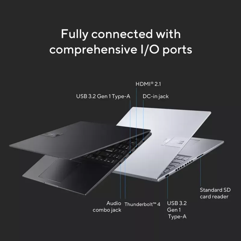ASUS Vivobook 16X K3605VU-WS96 Intel® Core™ i9 i9-13900H klēpjdators 40,6 cm (16 collu) WUXGA 16 GB DDR4-SDRAM 1 TB SSD NVIDIA GeForce RTX 4050 Wi-Fi 6E (802.11ax) Windows 11 Home Sudrabs