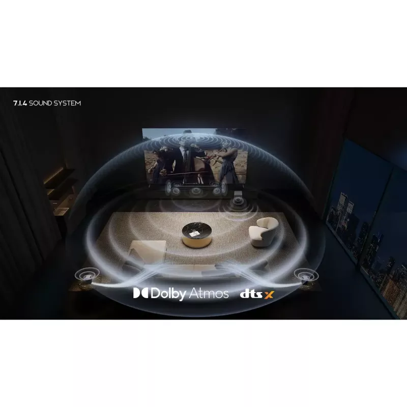 TCL Q Q85H Class 7.1.4 kanālu skaņas panelis ar Dolby Atmos, bezvadu zemfrekvenču skaļruni un bezvadu surround skaļruņiem