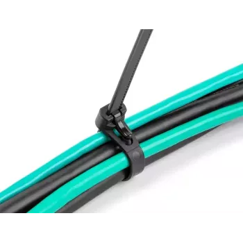 Āķu un cilpu kabeļu saite DeLOCK 300x7,6mm melna 100gab.