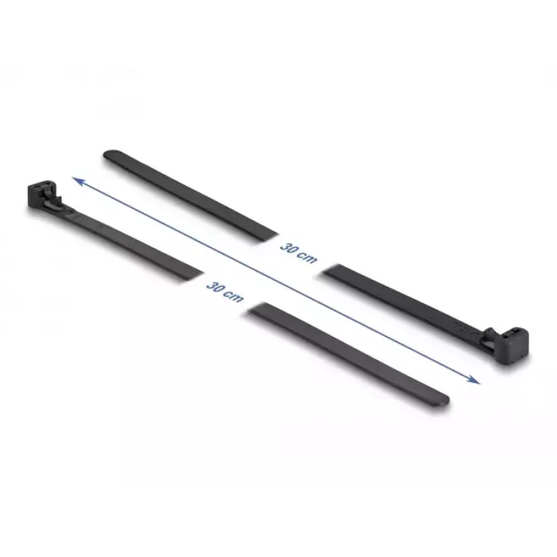 Āķu un cilpu kabeļu saite DeLOCK 300x7,6mm melna 100gab.