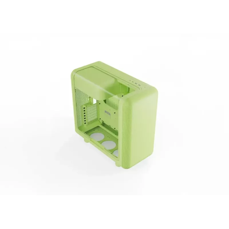 Vidustorņa korpuss HYTE X50 Matcha Milk — ATX/mATX/Mini-ITX atbalsts, rūdītais stikls, priekšējais I/O