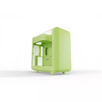 Vidustorņa korpuss HYTE X50 Matcha Milk — ATX/mATX/Mini-ITX atbalsts, rūdītais stikls, priekšējais I/O